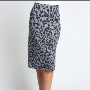 Black and grey leopard print midi skirt 1XL
